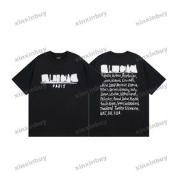 xinxinbuy T-shirt da uomo firmata 23ss Lettera Graffiti Stampa Parigi manica corta cotone donna nero bianco XS-2XL