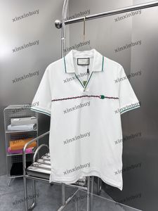 Xinxinbuy Hommes Designer Tee t-shirt 23ss Lettre broderie Sangle Ruban manches courtes coton femmes Noir blanc bleu S-XL
