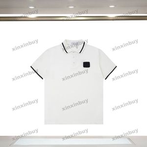 Xinxinbuy Mannen designer Tee t-shirt 23ss Brief Bloem Borduren polo korte mouw katoen vrouwen geel zwart wit XS-2XL
