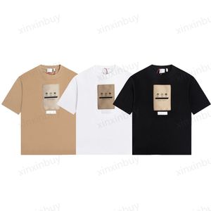 Xinxinbuy Men Designer T-shirt 23SS Letters Patch Engeland Kortkneeuw Katoen vrouwen Wit Zwart Kaki XS-XL