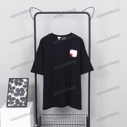 xinxinbuy Hommes designer Tee t-shirt 23ss love Cuir étiquette poche polo manches courtes coton femmes jaune noir blanc XS-XL