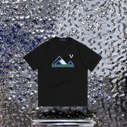 xinxinbuy Hommes designer Tee t-shirt 23ss mosaïque montagne motif impression à manches courtes coton femmes noir blanc XS-L