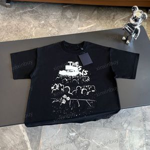 xinxinbuy Camiseta de diseñador para hombre 23ss Concierto de música estampado de graffiti manga corta algodón mujer blanco negro XS-2XL