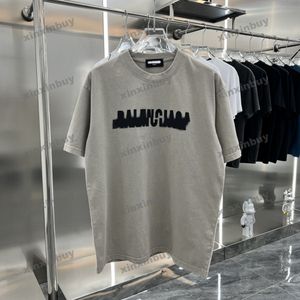Xinxinbuy Hommes Designer Tee T-shirt 23SS Lettre lambrissée Imprimer Tie Dye Coton à manches courtes Femmes Noir Blanc Bleu Gris Kaki S-3XL