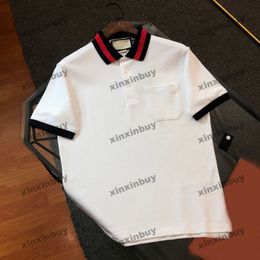 xinxinbuy Hommes designer Tee t-shirt 23ss Paris Poche lettre broderie manches courtes coton femmes rouge Blanc XS-2XL