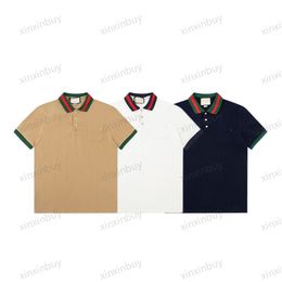 Xinxinbuy Mannen designer Tee t-shirt 23ss Parijs Strip kraag Pocket borduren korte mouw katoen vrouwen Zwart Wit blauw S-2XL