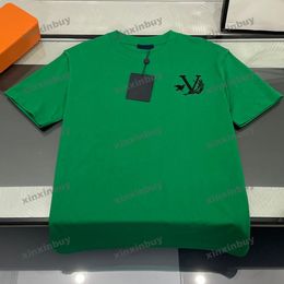 xinxinbuy Hommes designer Tee t-shirt 23ss Paris Crow lettre broderie manches courtes coton femmes Noir Blanc kaki XS-L