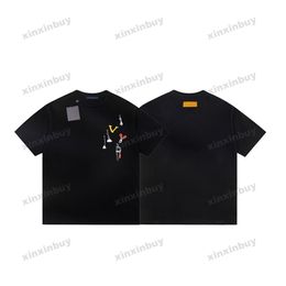 Xinxinbuy Men Designer T-shirt 23SS Paris Scissors Tools Print Kort Mouw Katoen Women Zwart Witblauw Gray Khaki XS-XL