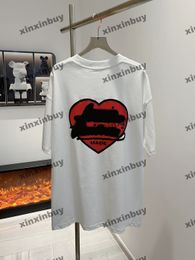 XinxinBuy Men Designer T-shirt 23SS Paris Love Print Kort Mouw Katoen Women Zwart Witblauw Gray XS-2xl