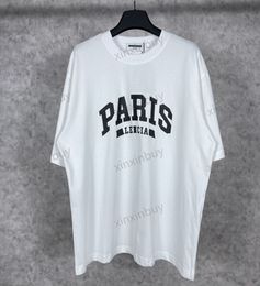 Xinxinbuy Hommes Designer Tee T-shirt 23ss Paris Big Print Coton à manches courtes Femmes Noir Blanc Vert Marron XS-L