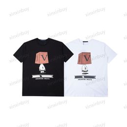 Xinxinbuy Hommes Designer Tee T-shirt 23SS Paris Los Angeles Finger Print Coton à manches courtes Femmes Blanc Noir Rouge S-XL