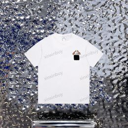 Xinxinbuy Men Designer T-shirt 23SS Paris Moving Castle Borduurwerk Kortjes met korte mouwen Wit zwart grijs S-XL
