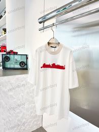 Xinxinbuy Men Designer Tee T-shirt 23SS Paris Woolen Collar Lettres broderie ￠ manches courtes Coton Femmes Blanc Noir Beige S-2xl