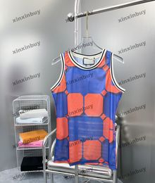 Xinxinbuy 남성 디자이너 티 t 셔츠 23ss 파리 메쉬 패브릭 반팔 코튼 여성 블랙 브라운 S-XL