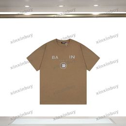 xinxinbuy Hommes designer Tee t-shirt 23ss Paris gaufrage étiquette poche manches courtes coton femmes rouge noir blanc S-2XL
