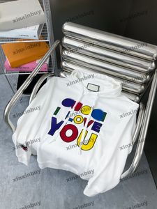 Xinxinbuy Hombres diseñador Tee camiseta 23ss Paris Love You Carta bordado manga larga algodón mujer Negro caqui S-XL
