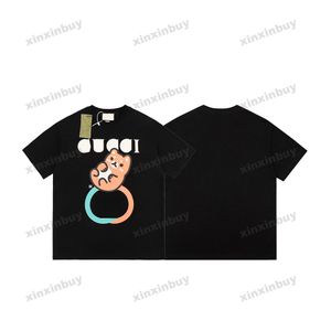 Xinxinbuy Hombres Diseñador Camiseta Camiseta 23ss Paris Animal Dog Carta Imprimir Manga corta Algodón Mujer Negro Blanco XS-2XL