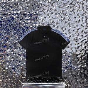 xinxinbuy Hommes designer Tee t-shirt 23ss Paris Épaule Ruban manches courtes coton femmes Noir Blanc bleu gris M-2XL
