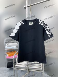 xinxinbuy Hommes designer Tee t-shirt 23ss Paris roma Lettre broderie épaule manches courtes coton femmes bleu noir gris S-XL