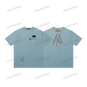 xinxinbuy Hommes designer Tee t shirt 23ss Paris Multiple outils broderie manches courtes coton femmes Noir rouge bleu gris XS-2XL