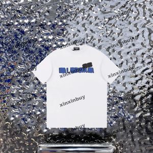 xinxinbuy Hommes designer Tee t-shirt 23ss Paris Double lettre serrure attraper manches courtes coton femmes Noir blanc bleu gris M-2XL