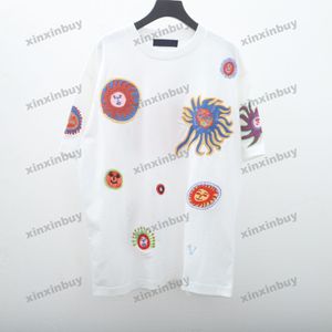 Xinxinbuy Camiseta de diseñador para hombre 23ss Paris Face estampado bordado manga corta algodón mujer Negro blanco azul gris XS-2XL