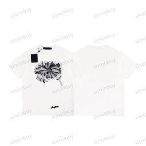 Xinxinbuy Hommes Designer Tee T-shirt 23ss Paris Feuille de Lotus Lettres Imprimer Col rond Manches courtes Coton Femmes Blanc Noir Gris XS-L