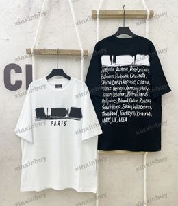 xinxinbuy Hommes designer Tee t-shirt 23ss Paris Lettre Graffiti Imprimer motif manches courtes coton femmes blanc noir XS-L