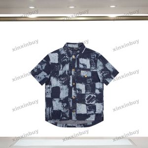 xinxinbuy Hommes designer Tee t-shirt 23ss paris tie dye chemises manches courtes coton femmes noir marron S-XL