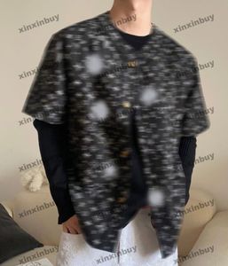Xinxinbuy Hommes Designer Tee T-shirt 23SS Paris Denim Lettre Jacquard Coton à manches courtes Femmes Noir S-XL