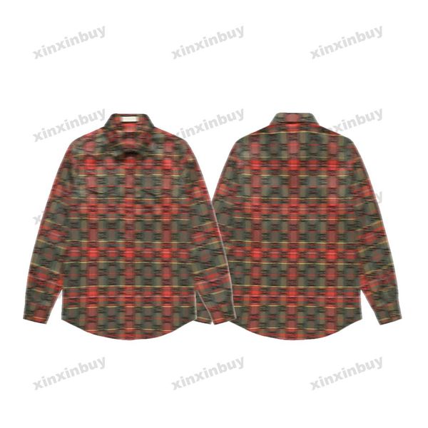 Xinxinbuy Hommes Designer Tee T-shirt 23ss Paris lettre motif à carreaux rouge imprimé coton à manches courtes femmes Noir bleu rouge S-2XL