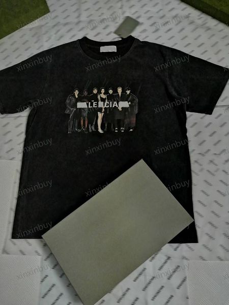 Xinxinbuy Men Designer Tee T-shirt 23SS Paris Lettres Patch￩