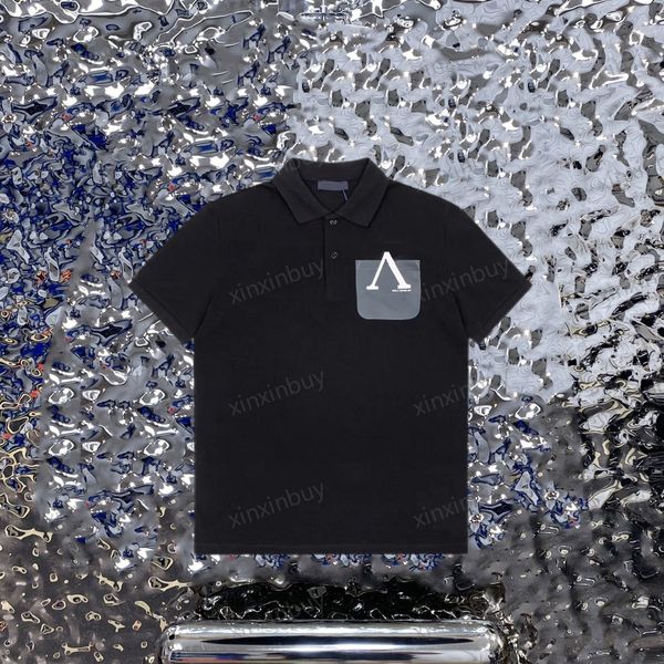 Xinxinbuy Hommes Designer Tee T-shirt 23ss Paris Lettre Forever Pocket Label Coton à manches courtes Femmes Blanc Noir Gris S-2XL