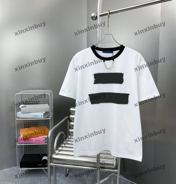 xinxinbuy Hommes designer Tee t-shirt 23ss paris chaîne de fer lettre imprimer manches courtes coton femmes noir blanc S-2XL