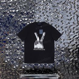 Xinxinbuy Men Designer T-shirt 23SS Vrede en liefde print vinger korte mouw katoen vrouwen zwart wit groen bruin xs-l