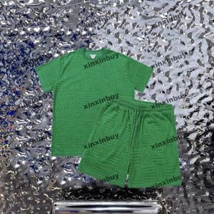 Xinxinbuy-Camiseta de diseñador para hombre, camiseta a cuadros 23ss, tela de toalla, manga corta, algodón, negro, amarillo, blanco, verde, S-XL
