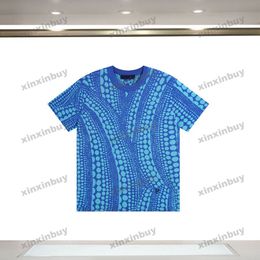 Xinxinbuy Mannen designer Tee t-shirt 24ss pompoen stippen print korte mouw katoen vrouwen Zwart wit blauw XS-2XL