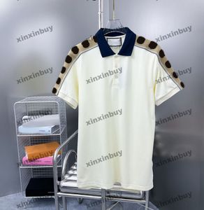 xinxinbuy Hommes designer Tee t-shirt 23ss Ruban d'épaule réfléchissant Double Lettre Jacquard manches courtes coton femmes noir blanc abricot S-XL