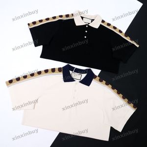 xinxinbuy Männer Designer T-Shirt 23SS Reflektierendes Schulterband Doppelbuchstabe Jacquard Kurzarm Baumwolle Damen Schwarz Aprikose M-XL