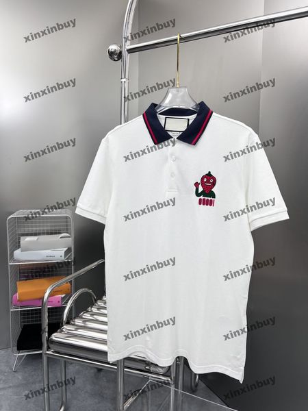 Xinxinbuy hombres diseñador camiseta camiseta 23ss fresa tigre patrón bordado amor manga corta algodón mujeres blanco S-XL