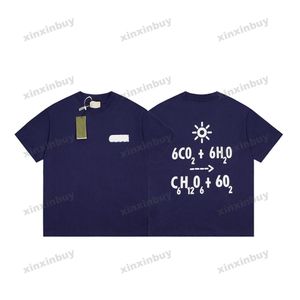 Xinxinbuy Men Designer T-shirt T-shirt 23SS Tape Letter Fotosynthese Kortelige mouw Katoen vrouwen Zwart geel witblauw XS-l