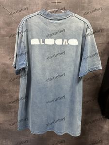 Xinxinbuy Hommes Designer Tee T-shirt 23ss Tie Dye Lettre Motif Broderie Manches Courtes Coton Femmes Rouge Bleu S-2XL