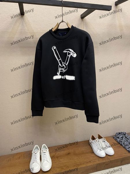 Xinxinbuy Hommes Designer Sweat à capuche Paris Outil Lettre Broderie Femmes Noir Abricot Jaune Blanc XS-L