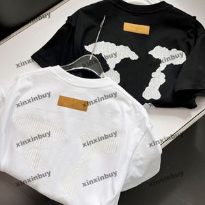 xinxinbuy Hommes designer Tee t-shirt 23ss nuages blancs Lettre broderie manches courtes coton femmes Noir blanc S-2XL