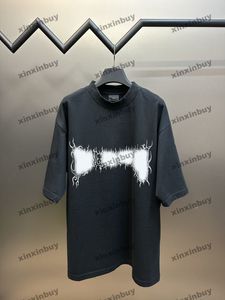 Xinxinbuy Hommes Designer Tee T-shirt détruit Lightning Letter Imprimer manches courtes coton femmes Noir blanc bleu gris rouge XS-2XL