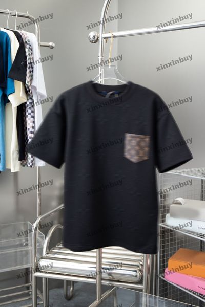 Xinxinbuy Hombres diseñador Camiseta camiseta letras en relieve impresión manga corta algodón mujeres Negro blanco azul gris rojo S-2XL
