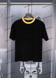 Xinxinbuy Hommes Designer Tee T-shirt Lettre de flocage Double lettres manches courtes coton femmes Noir blanc bleu gris S-XL