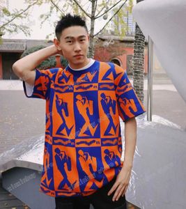 xinxinbuy Hommes designer Tee t-shirt Tricoté Paris lettres musiciens jacquard manches courtes coton femmes blanc noir orange XS-L