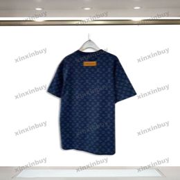 xinxinbuy Hombres diseñador Camiseta camiseta Letra jacquard tejido manga corta algodón mujer Negro blanco azul gris rojo S-2XL