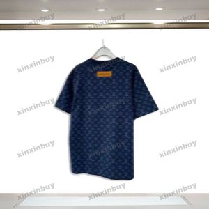 Xinxinbuy Hommes Designer Tee T-shirt Lettre Jacquard Tricot Coton à manches courtes Femmes Noir Blanc Bleu Gris Rouge S-2XL